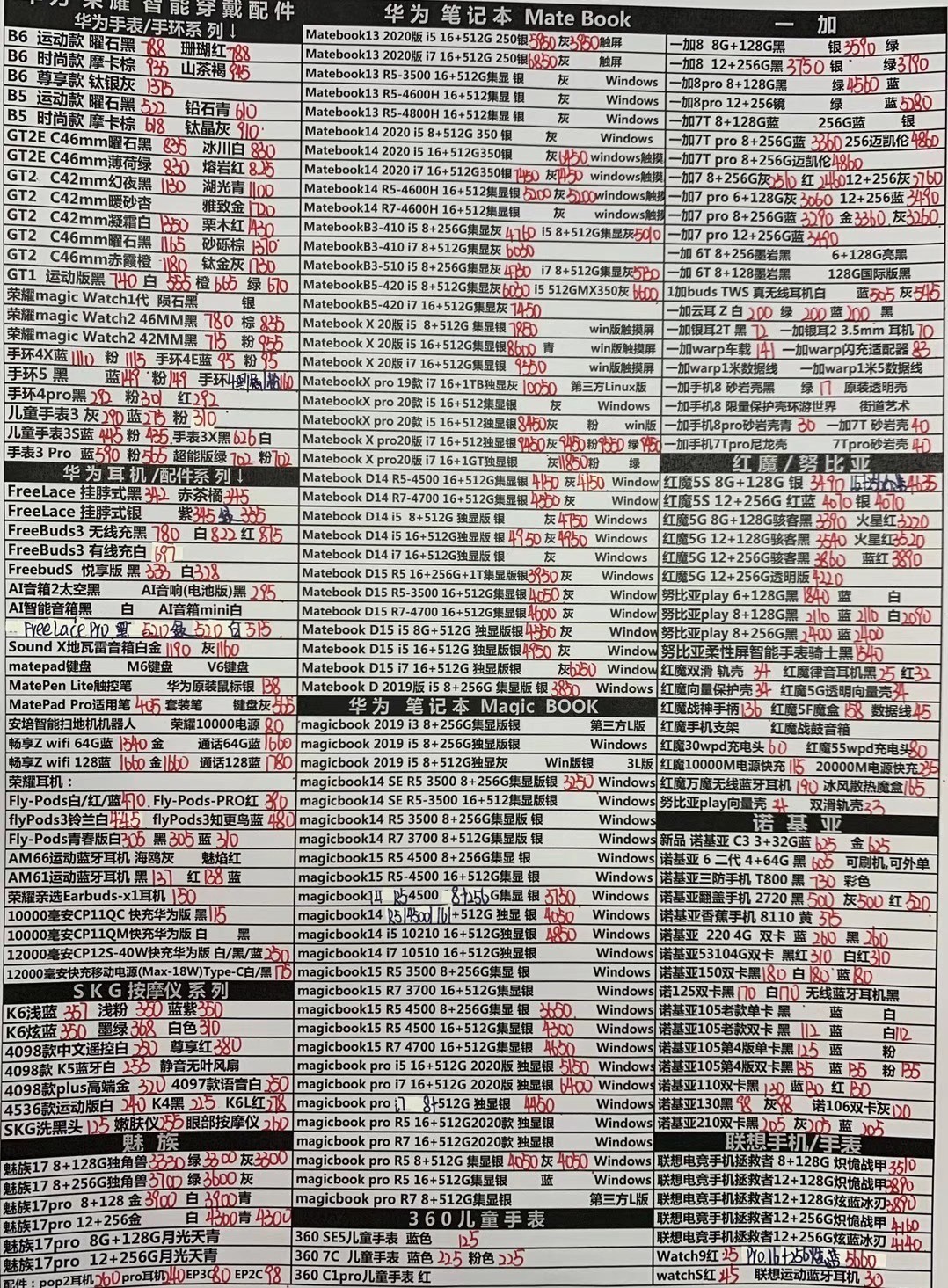 2020年9月20日 深圳手机渠道批发报价行情 国行手机价格走势 华强北报价 全新原封华为 oppo vivo 小米 魅族等