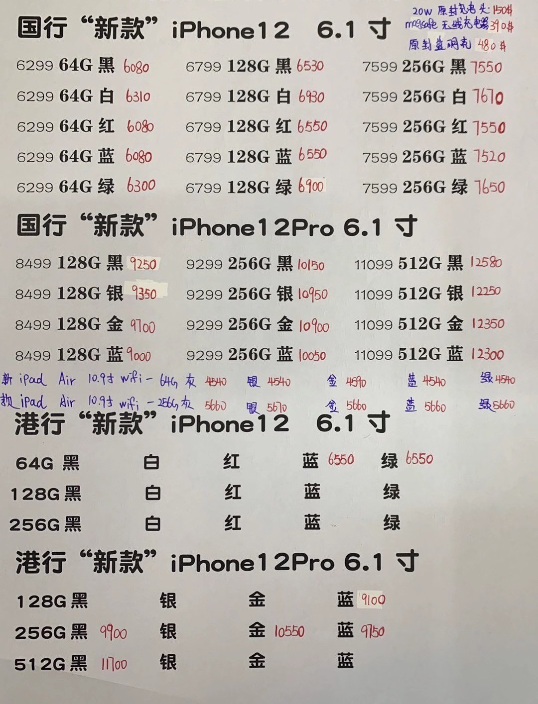 苹果12价格价格表图片