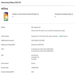 三星Galaxy A52现身谷歌网站！参数信息基本可确定-爱锋贝 正品二手手机批发